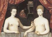 School of Fontainebleau Gabrielle d-Estree and the Duchesse de Villars Spain oil painting artist